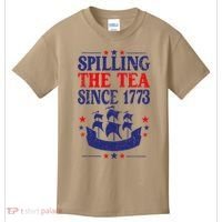 Fun 4th Of July Spilling The Tea Since 1773 Teacher Kids T-Shirt thumb 0