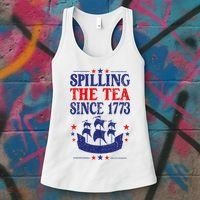 Fun 4th Of July Spilling The Tea Since 1773 Teacher Women's Tank Top thumb 3