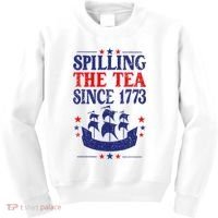 Fun 4th Of July Spilling The Tea Since 1773 Teacher Kids Sweatshirt thumb 0