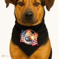 Fourth 4th Of July Fireworks Shark USA-Made Doggie Bandana thumb 1