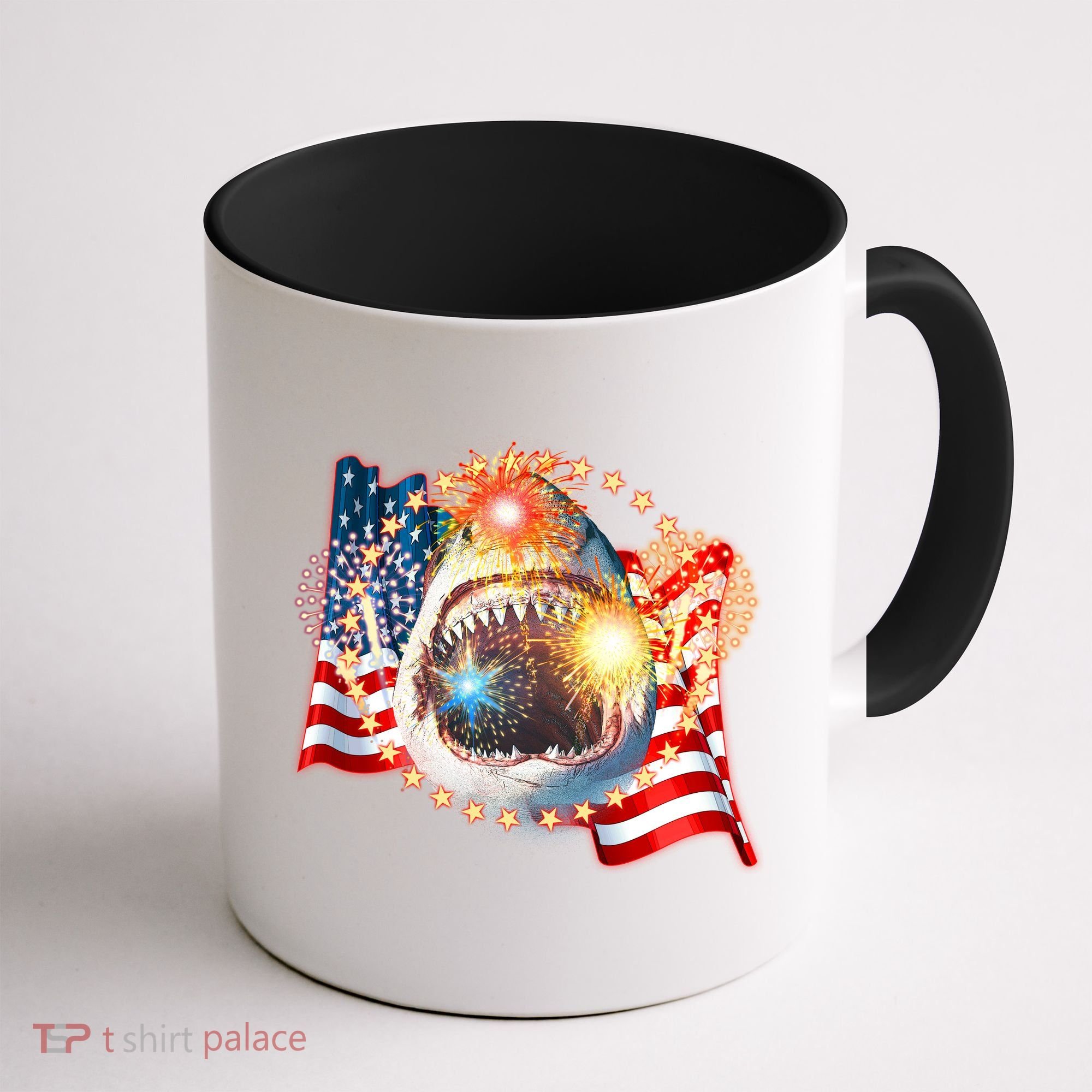 Fourth 4th Of July Fireworks Shark Coffee Mug