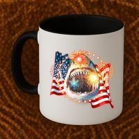 Fourth 4th Of July Fireworks Shark Coffee Mug thumb 2