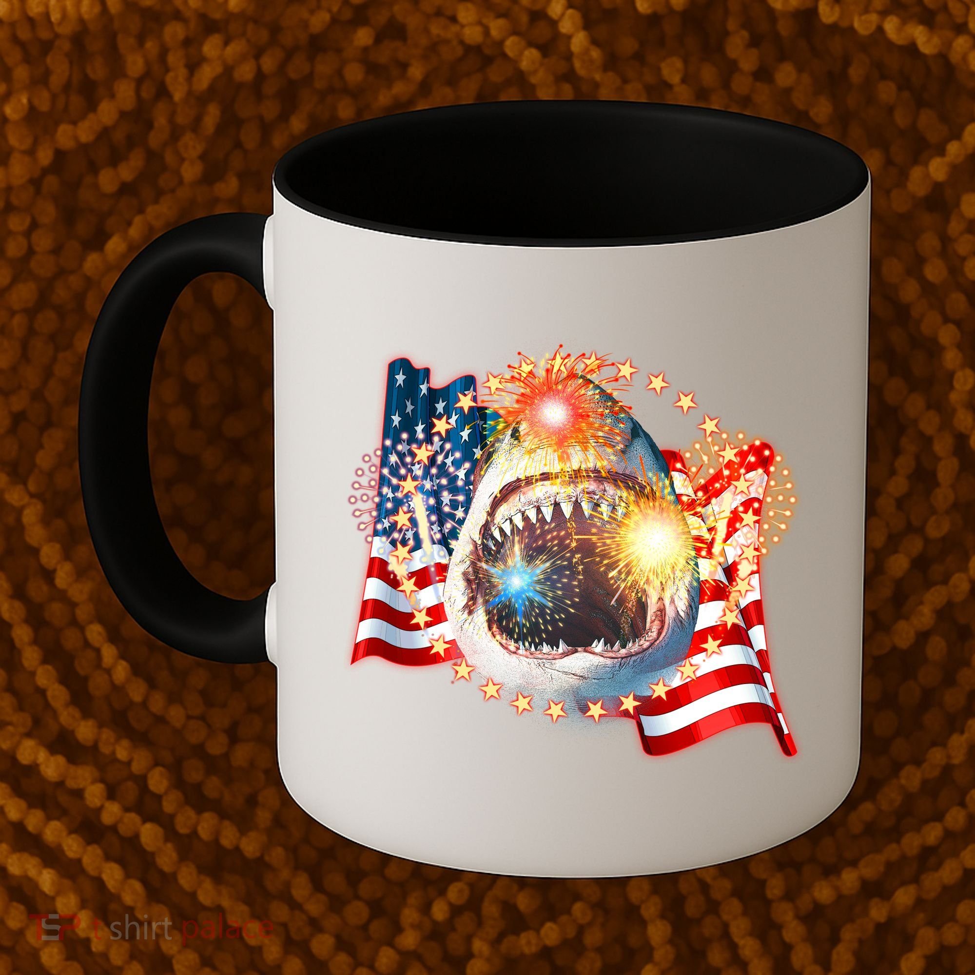 Fourth 4th Of July Fireworks Shark Coffee Mug