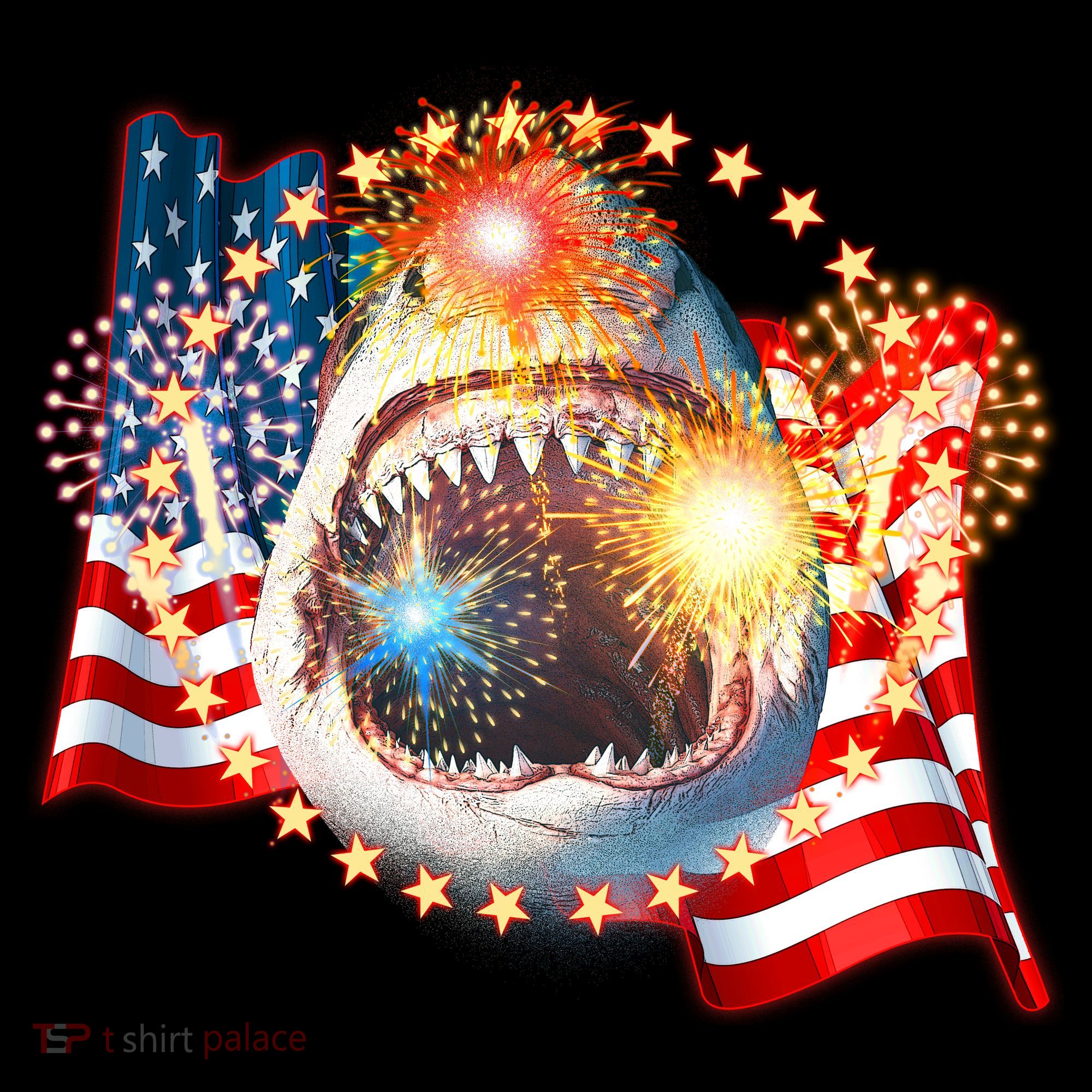 Fourth 4th Of July Fireworks Shark Women's Hoodie