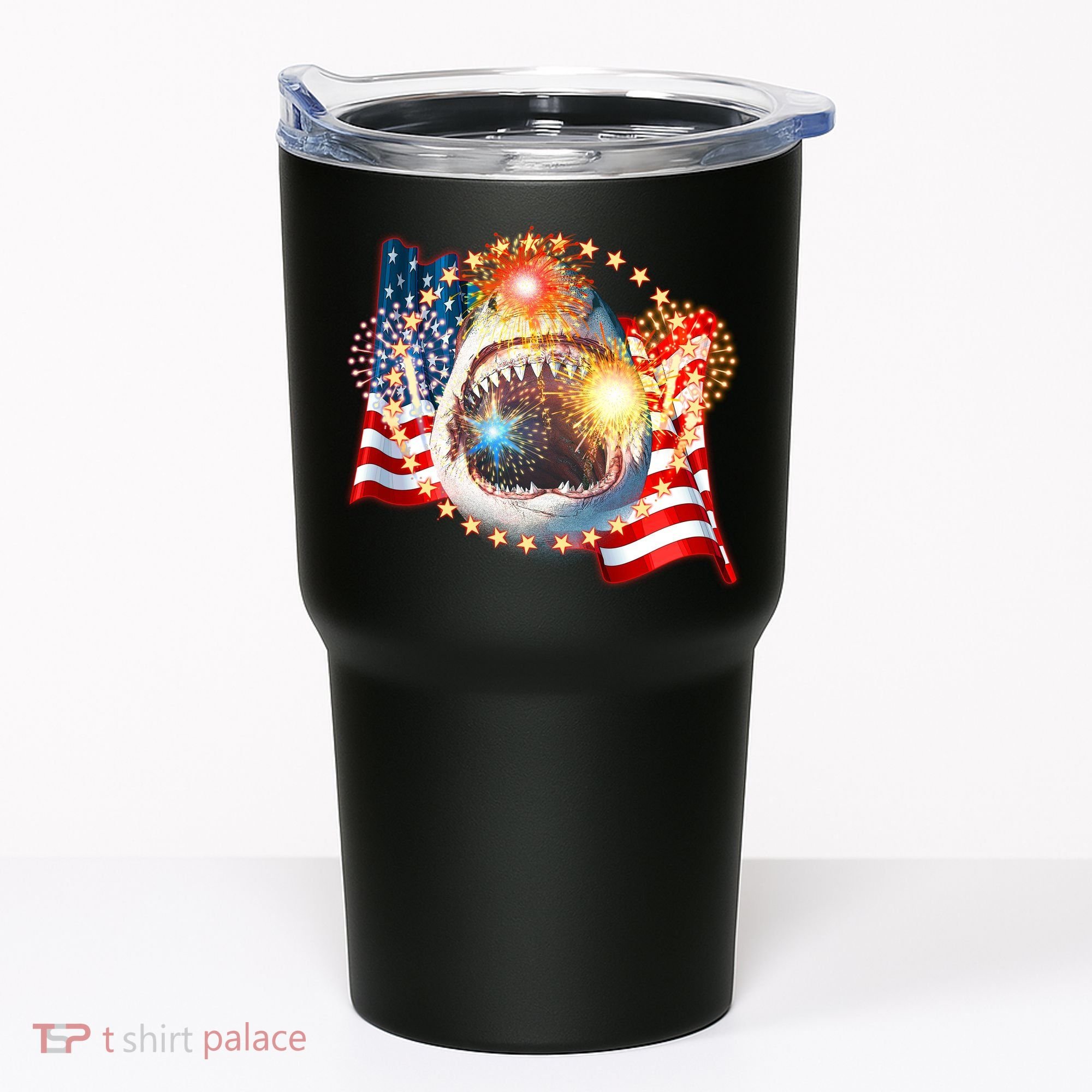 Fourth 4th Of July Fireworks Shark Tumbler