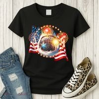 Fourth 4th Of July Fireworks Shark Women's T-Shirt thumb 3