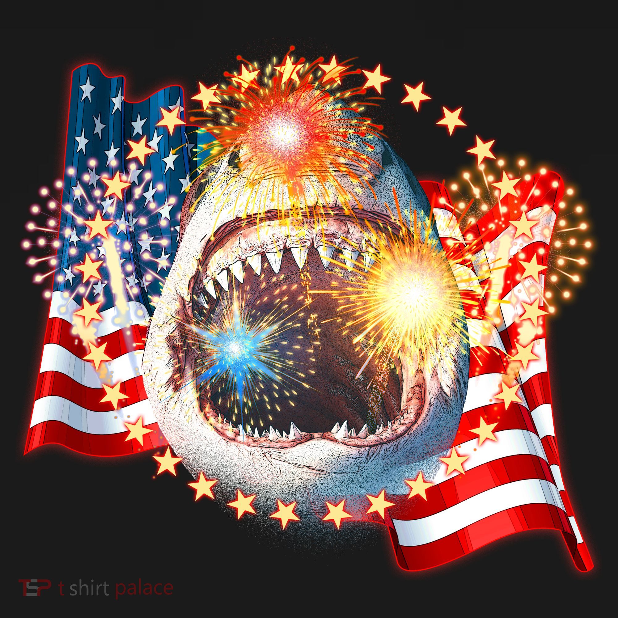 Fourth 4th Of July Fireworks Shark Kids Sweatshirt