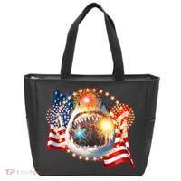 Fourth 4th Of July Fireworks Shark Tote Bag thumb 0