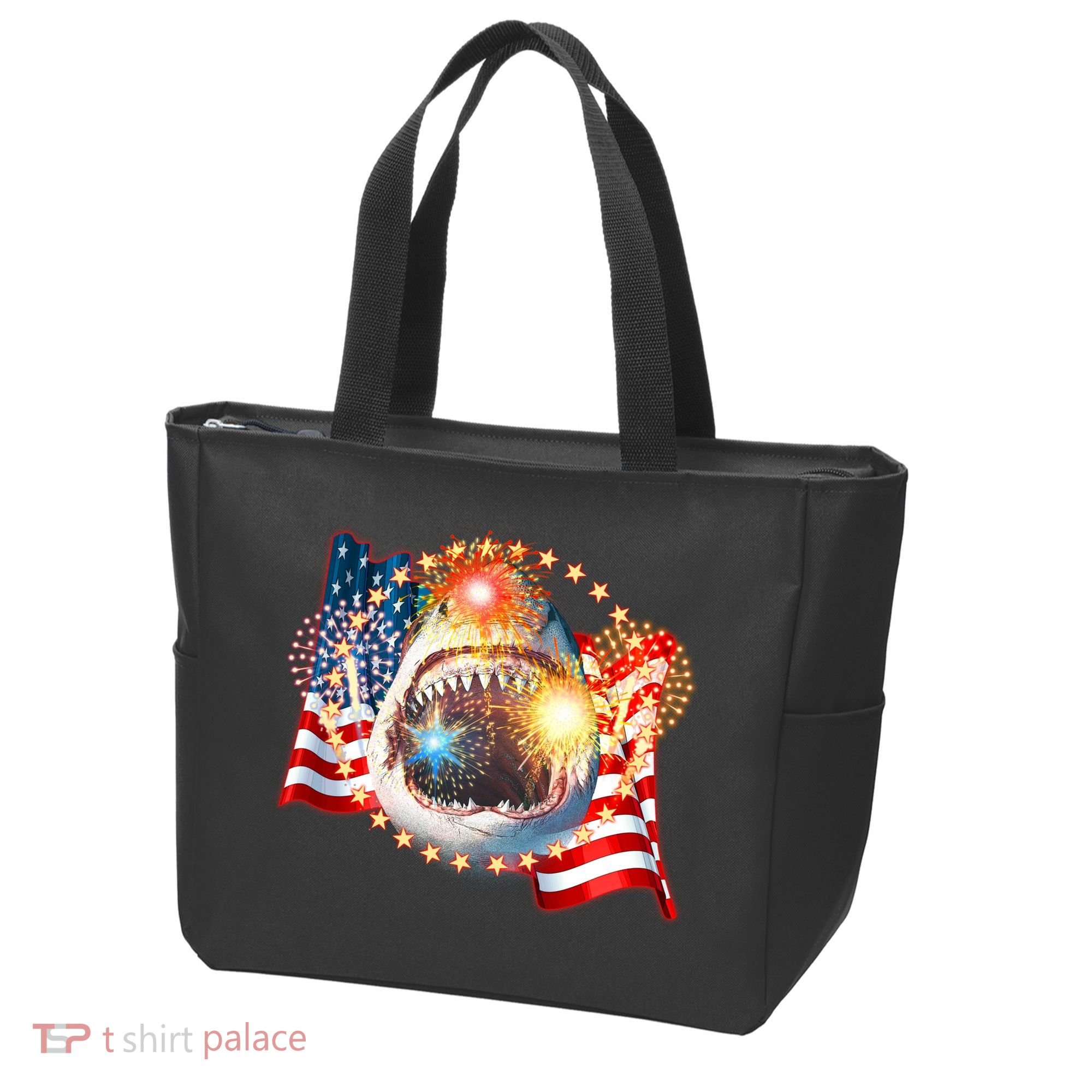 Fourth 4th Of July Fireworks Shark Tote Bag