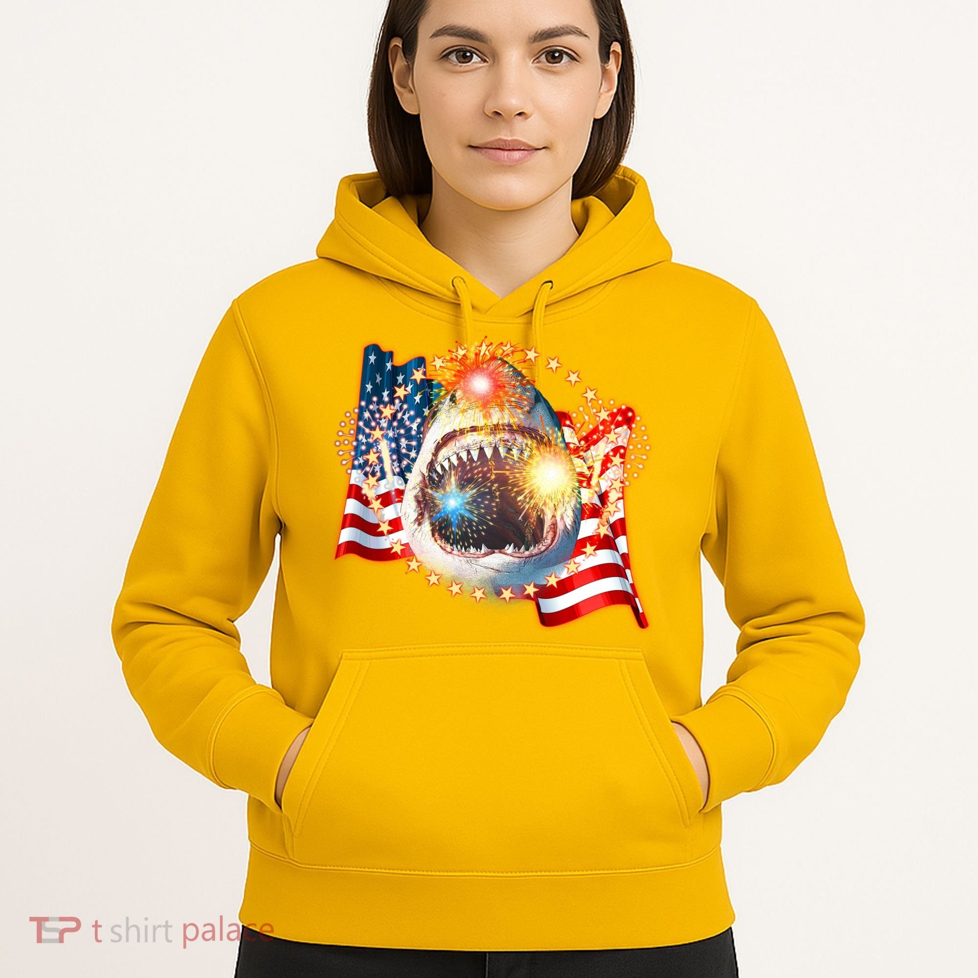Fourth 4th Of July Fireworks Shark Hoodie