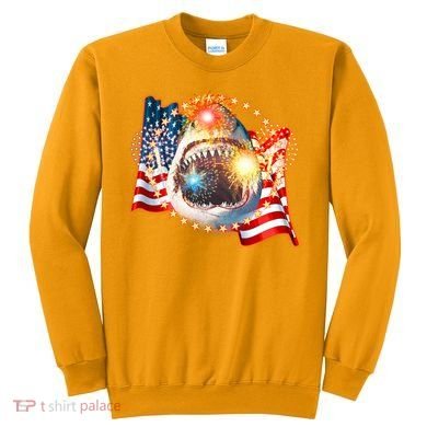 Fourth 4th Of July Fireworks Shark Sweatshirt