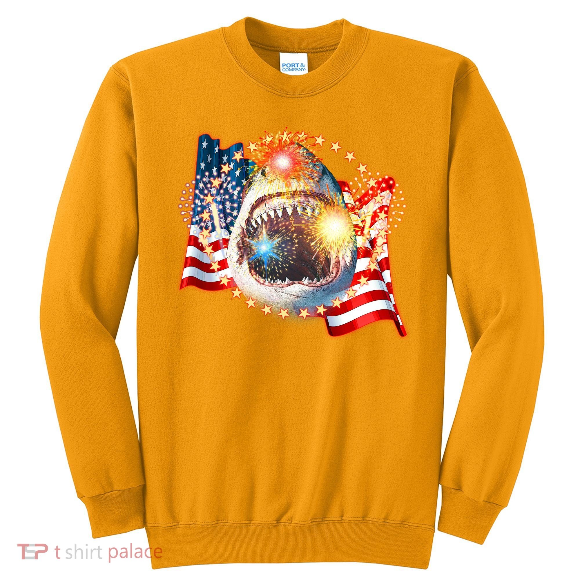 Fourth 4th Of July Fireworks Shark Sweatshirt