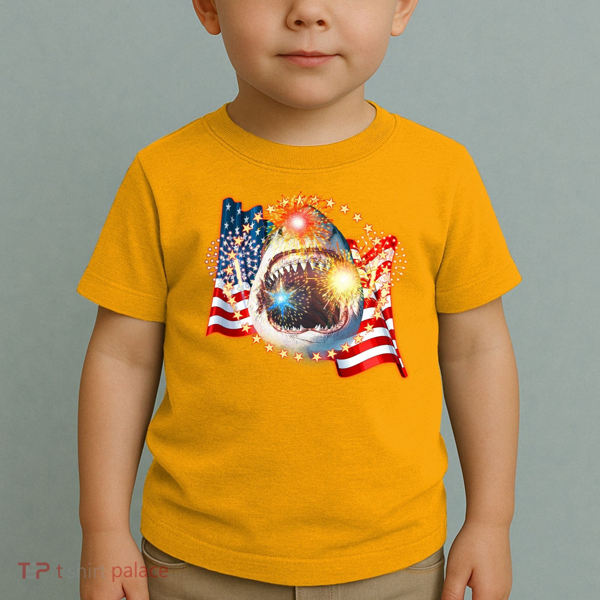 Fourth 4th Of July Fireworks Shark Toddler T-Shirt