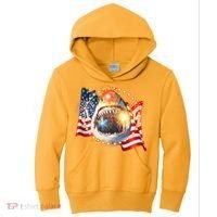 Fourth 4th Of July Fireworks Shark Kids Hoodie thumb 0