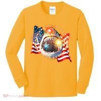 Fourth 4th Of July Fireworks Shark Kids Long Sleeve Shirt thumb 0