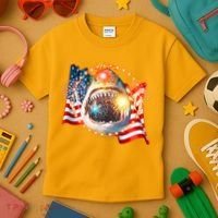 Fourth 4th Of July Fireworks Shark Kids T-Shirt thumb 3