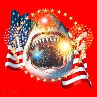 Fourth 4th Of July Fireworks Shark Santa Hat thumb 1
