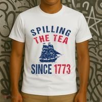 Fun 4th Of July Spilling The Tea Since 1773 History Teacher T-Shirt thumb 3