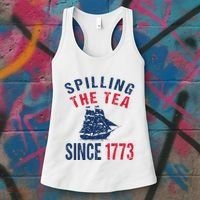 Fun 4th Of July Spilling The Tea Since 1773 History Teacher Women's Tank Top thumb 3