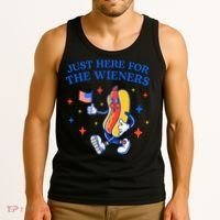 Funny 4th Of July Just Here For The Wieners Tank Top thumb 3