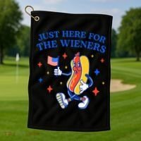 Funny 4th Of July Just Here For The Wieners Golf Towel thumb 1