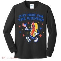 Funny 4th Of July Just Here For The Wieners Kids Long Sleeve Shirt thumb 0