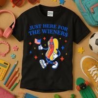 Funny 4th Of July Just Here For The Wieners Kids T-Shirt thumb 3