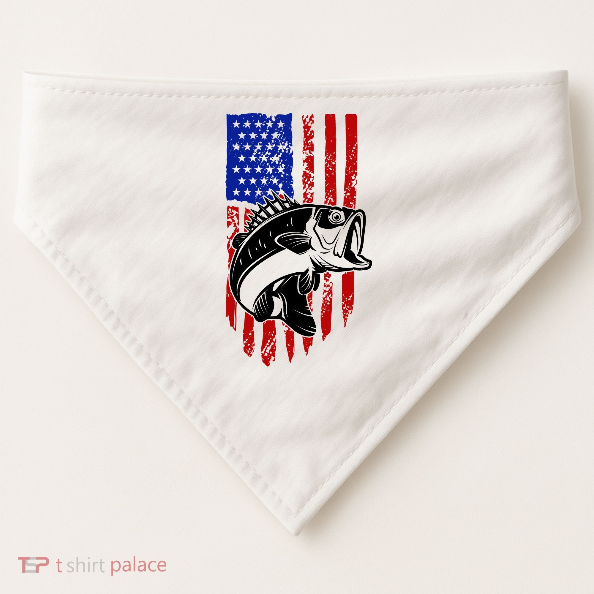 Fishing 4th Of July USA Flag USA-Made Doggie Bandana