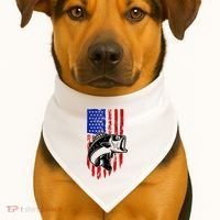 Fishing 4th Of July USA Flag USA-Made Doggie Bandana thumb 1