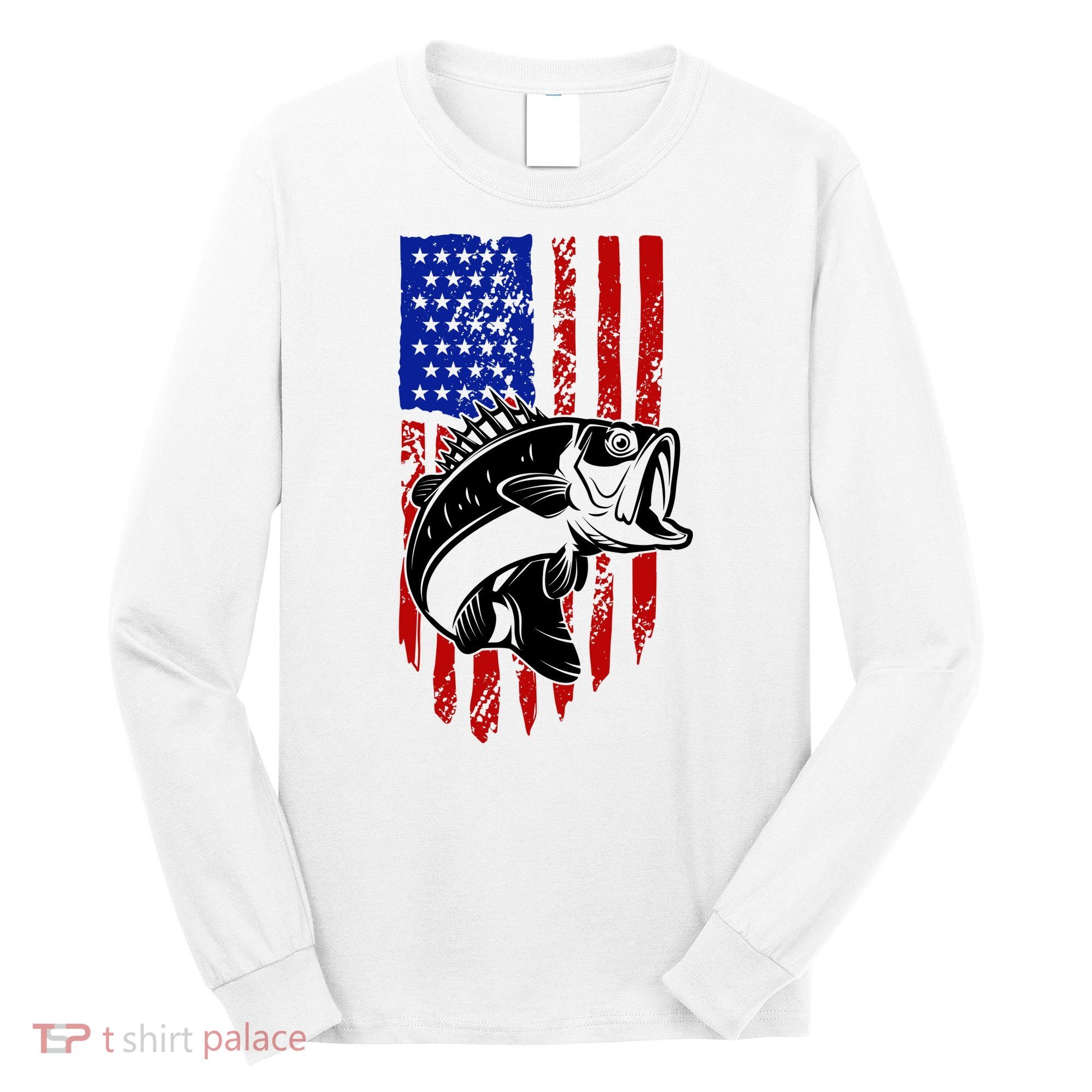 Fishing 4th Of July USA Flag Long Sleeve Shirt