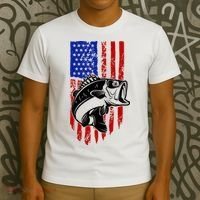 Fishing 4th Of July USA Flag T-Shirt thumb 3