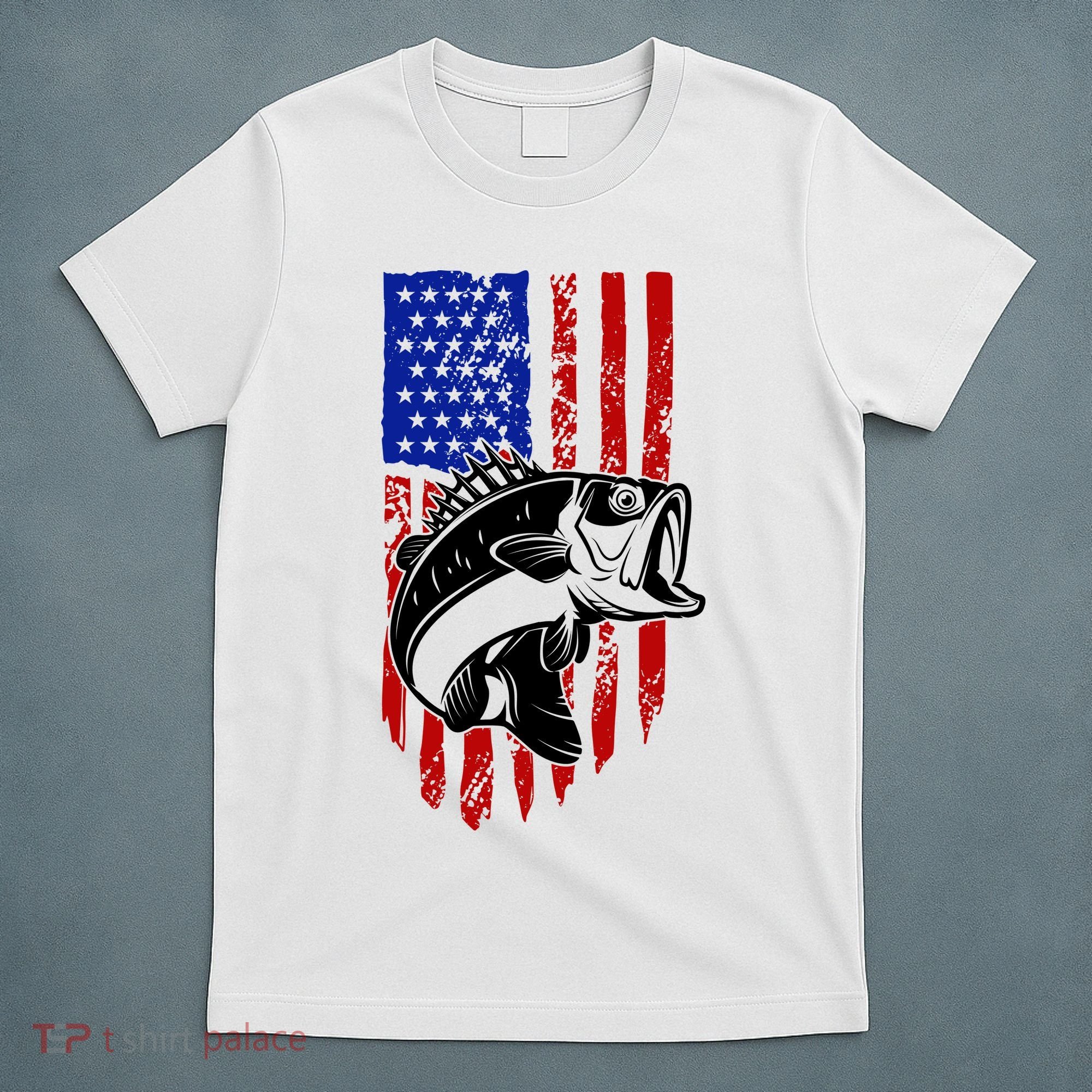 Fishing 4th Of July USA Flag T-Shirt