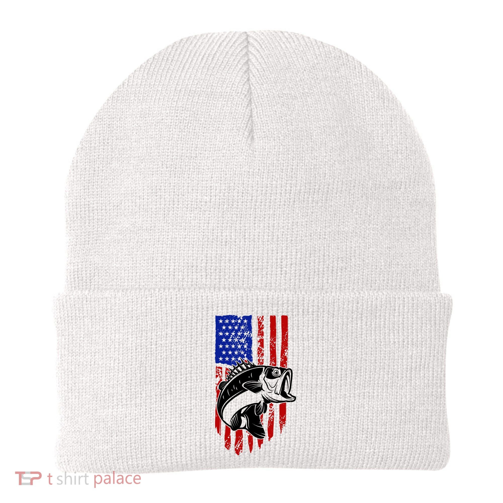 Fishing 4th Of July USA Flag Beanie