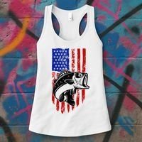 Fishing 4th Of July USA Flag Women's Tank Top thumb 3