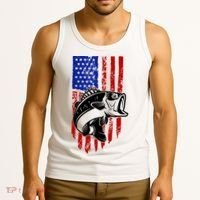 Fishing 4th Of July USA Flag Tank Top thumb 3