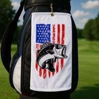 Fishing 4th Of July USA Flag Golf Towel thumb 2
