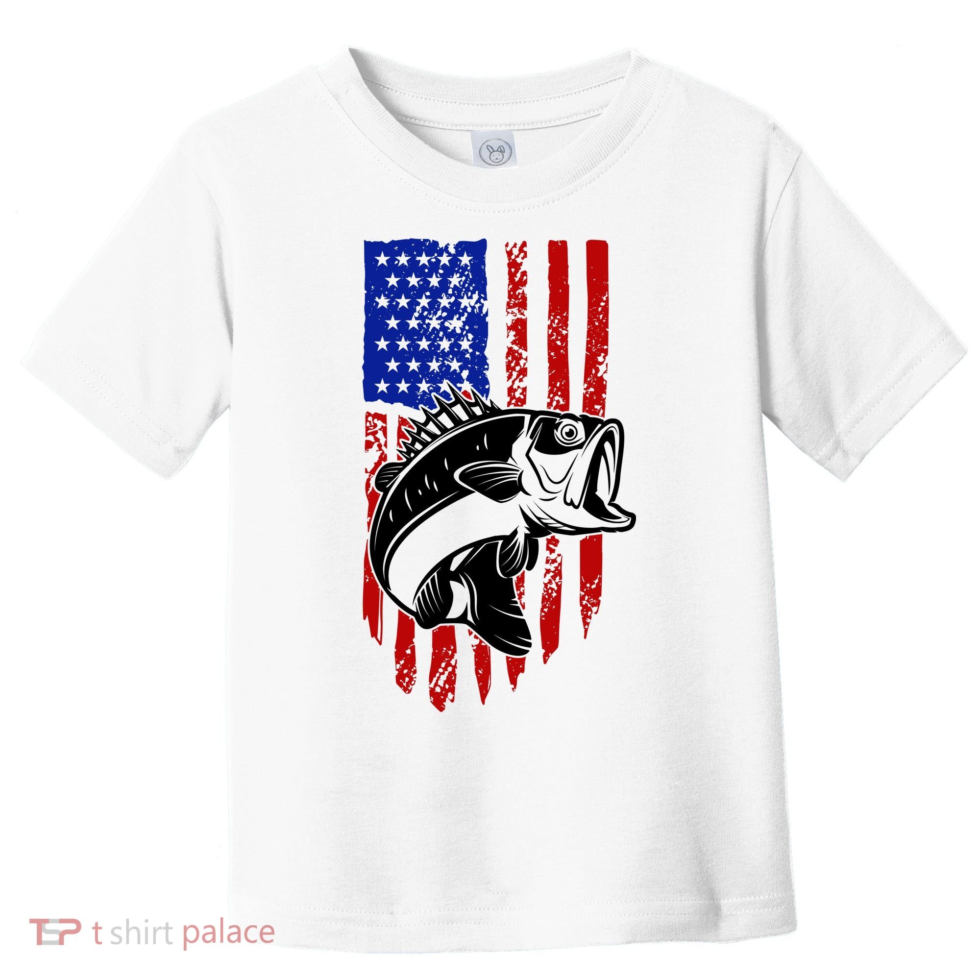 Fishing 4th Of July USA Flag Toddler T-Shirt