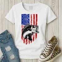 Fishing 4th Of July USA Flag Women's T-Shirt thumb 3