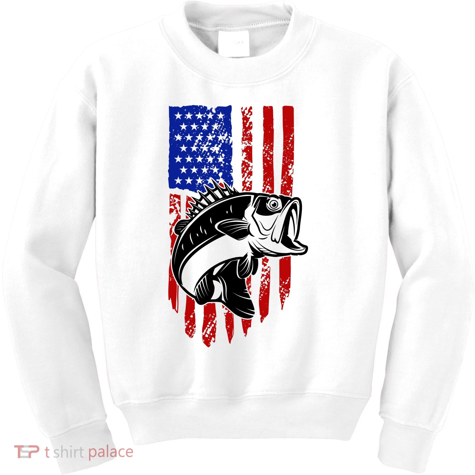 Fishing 4th Of July USA Flag Kids Sweatshirt