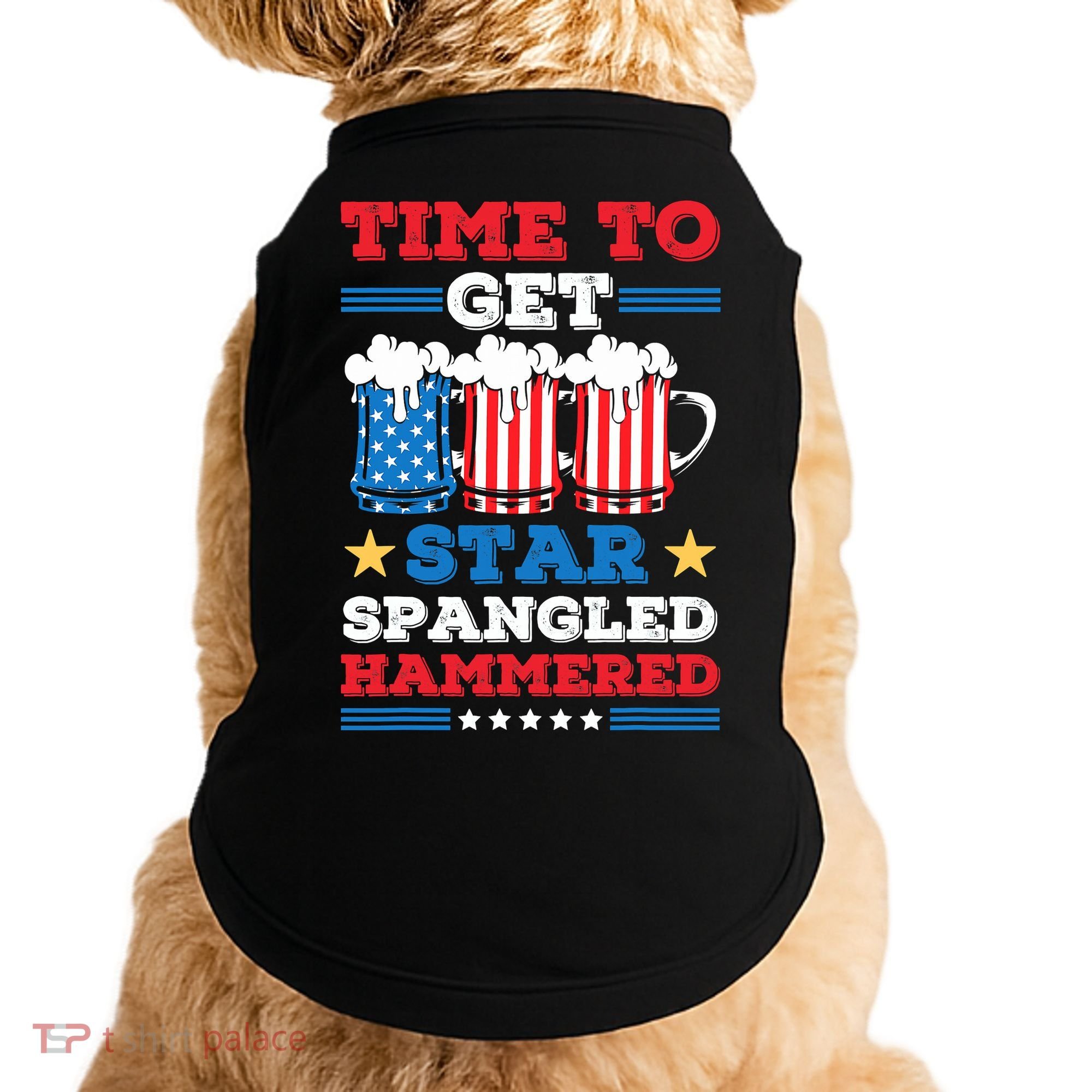 Funny 4th Of July Time To Get Star Spangled Hammered Doggie Tank