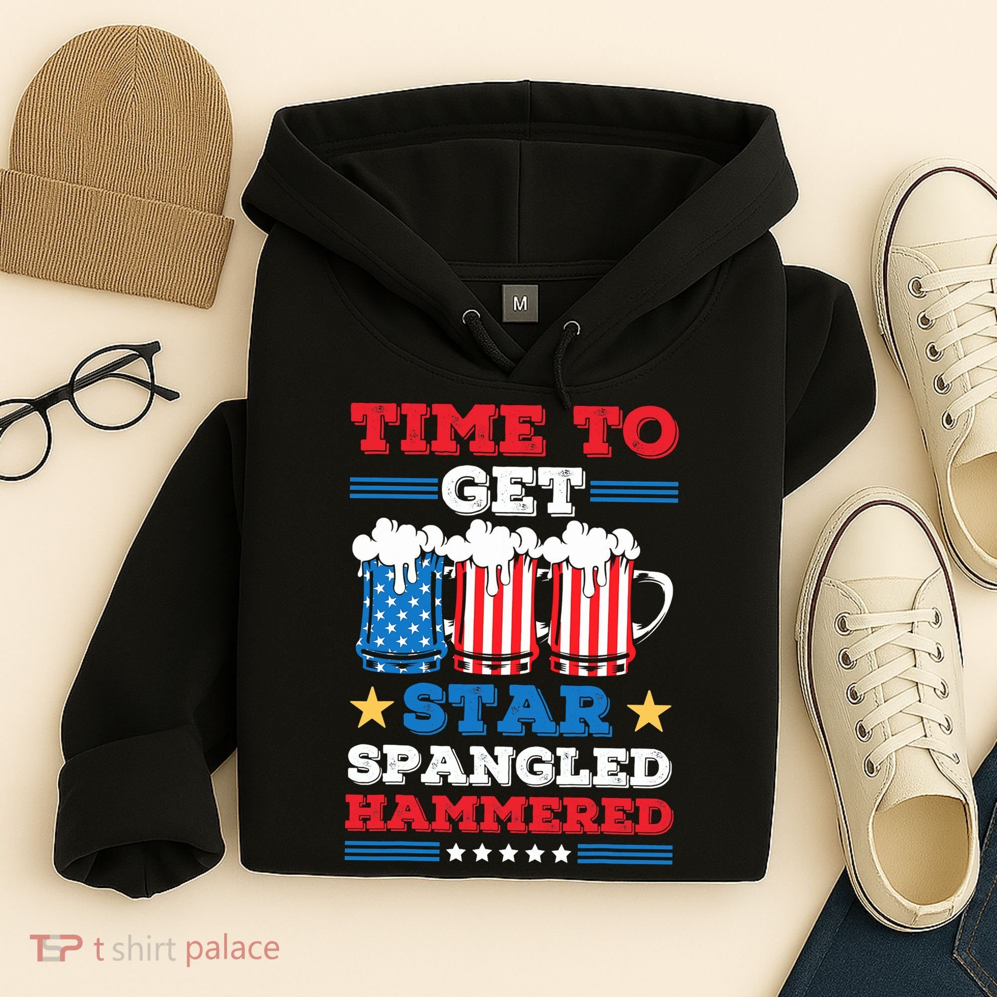 Funny 4th Of July Time To Get Star Spangled Hammered Hoodie
