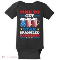 Funny 4th Of July Time To Get Star Spangled Hammered Baby Bodysuit thumb 0