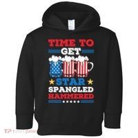 Funny 4th Of July Time To Get Star Spangled Hammered Toddler Hoodie thumb 0