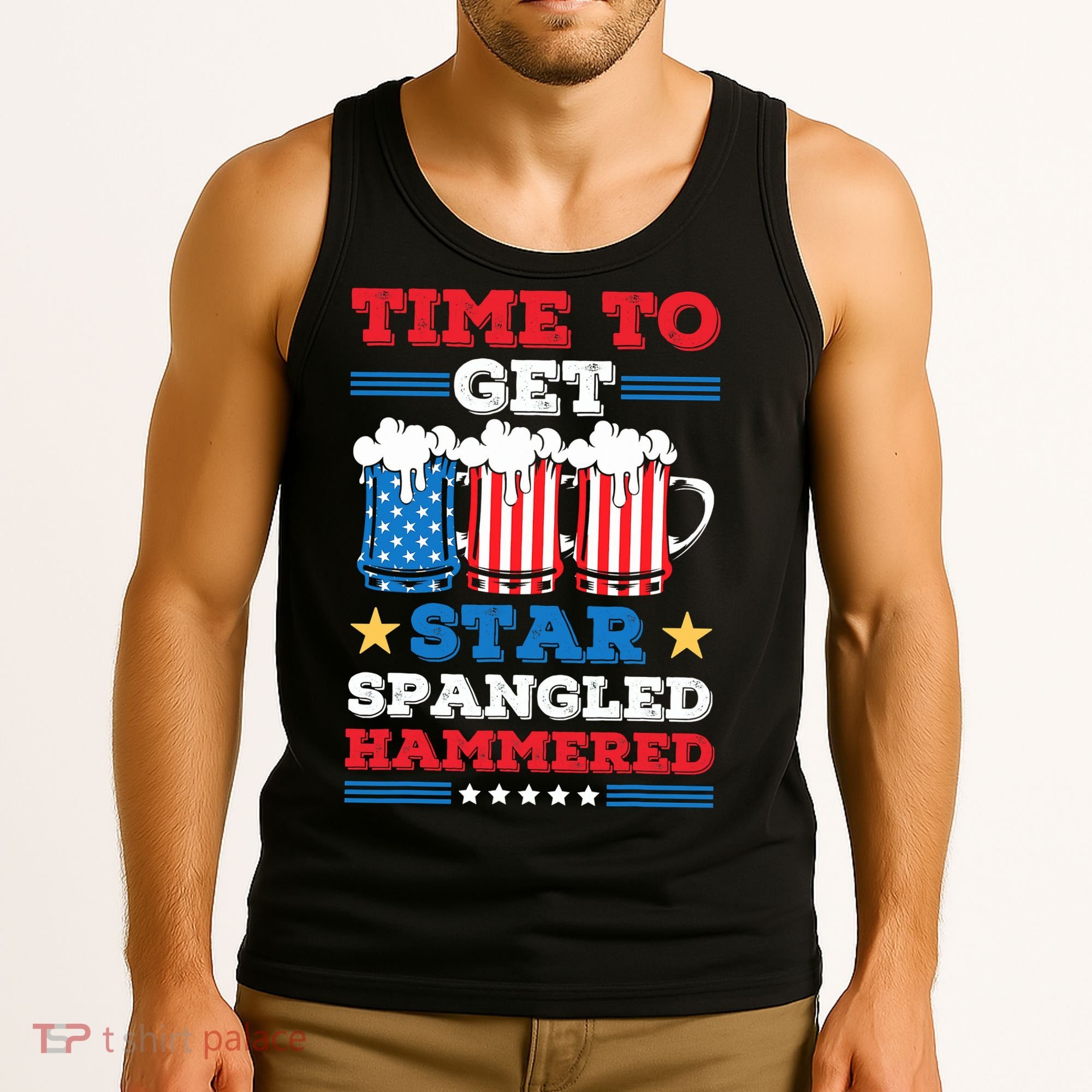 Funny 4th Of July Time To Get Star Spangled Hammered Tank Top
