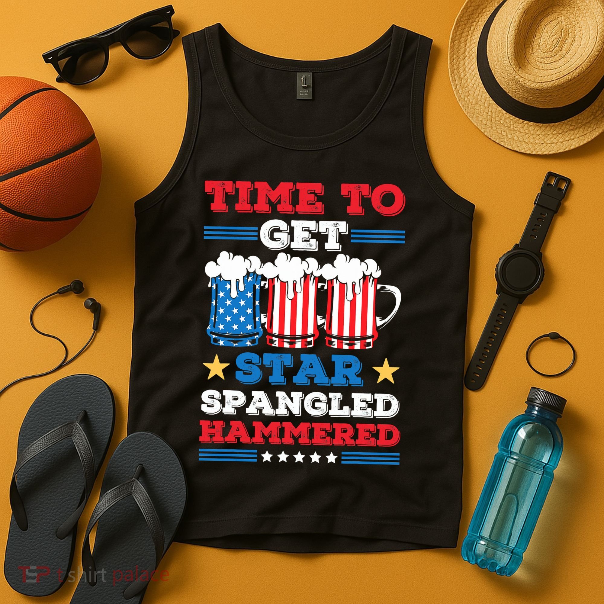 Funny 4th Of July Time To Get Star Spangled Hammered Tank Top