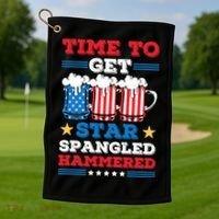 Funny 4th Of July Time To Get Star Spangled Hammered Golf Towel thumb 1