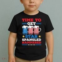 Funny 4th Of July Time To Get Star Spangled Hammered Toddler T-Shirt thumb 2