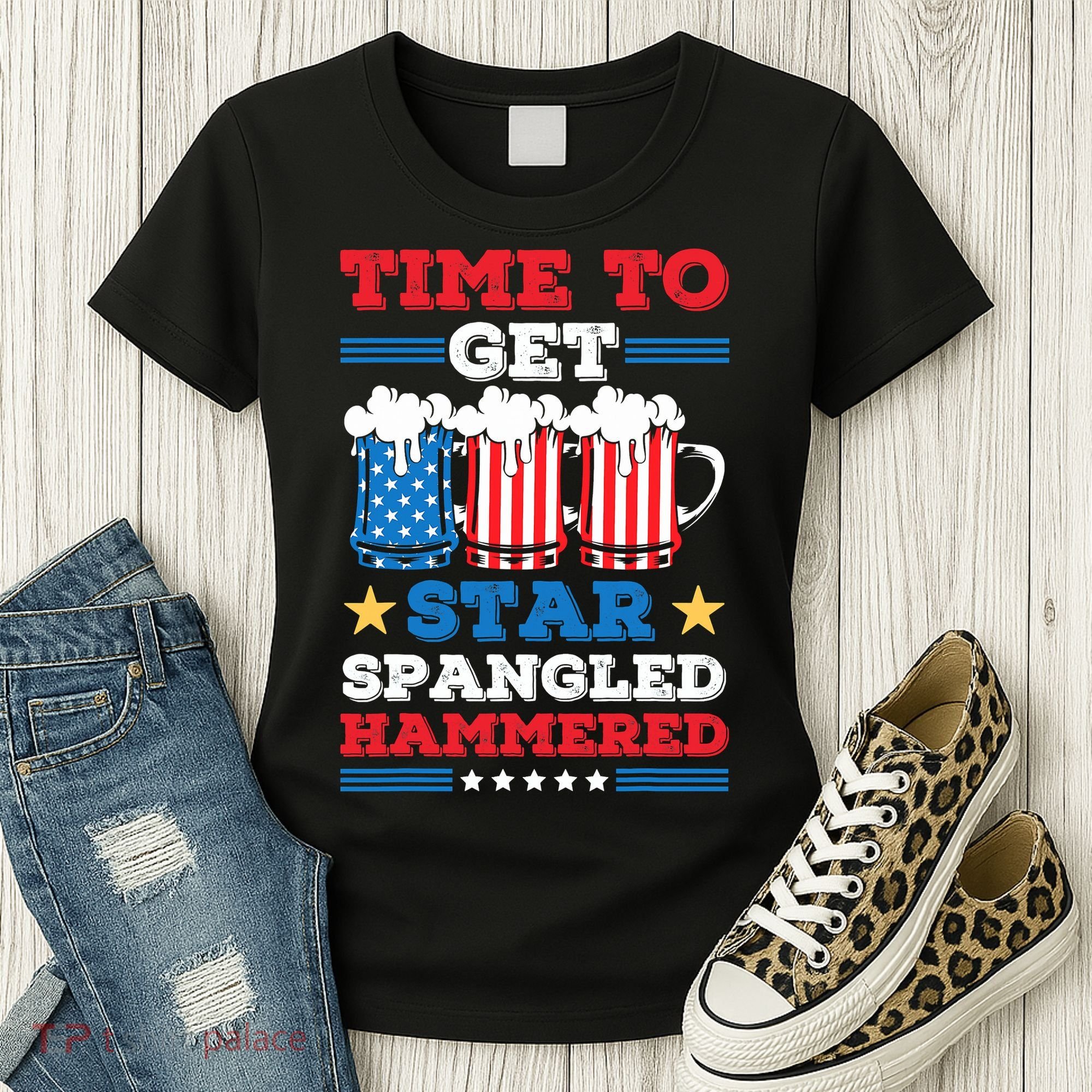 Funny 4th Of July Time To Get Star Spangled Hammered Women's T-Shirt