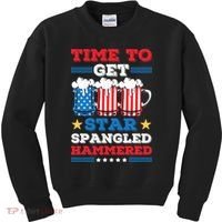 Funny 4th Of July Time To Get Star Spangled Hammered Kids Sweatshirt thumb 0
