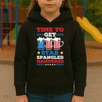 Funny 4th Of July Time To Get Star Spangled Hammered Kids Hoodie thumb 3